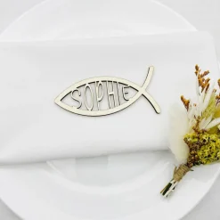 Tischdekoration zur Taufe | personalisierte Gastgeschenke zur Kommunion | Symbol für Konfirmation | Fisch Symbol
