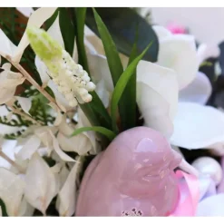 Tischgesteck Tischdeko rosa weiß