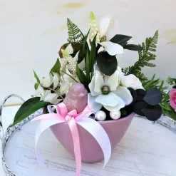 Tischgesteck Tischdeko rosa weiß