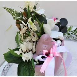 Tischgesteck Tischdeko rosa weiß