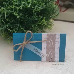 Tischkarte FISCHE Kommunion Konfirmation Firmung petrol oder Wunschfarbe