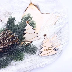 Tischkarten aus Holz | Namensschilder Weihnachten |  Geschenkanhänger | Deko Weihnachtsfeier | Tischkarte