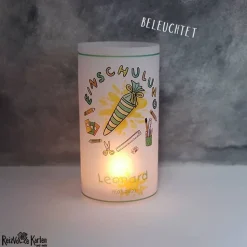 Tischlicht Lichthülle Einschulung Schultüte – Personalisierte Deko zur Einschulungsfeier