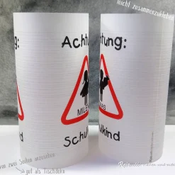 Tischlicht Lichthülle Einschulung Schulanfang "Achtung" für Mädchen oder Jungen