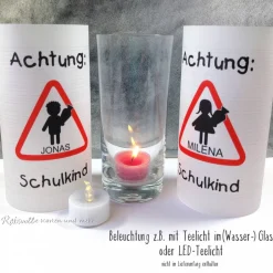 Tischlicht Lichthülle Einschulung Schulanfang 