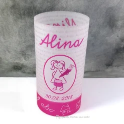 Tischlicht Lichthülle Einschulung Mädchen – Deko zur Einschulungsfeier