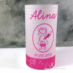 Tischlicht Lichthülle Einschulung Mädchen – Deko zur Einschulungsfeier