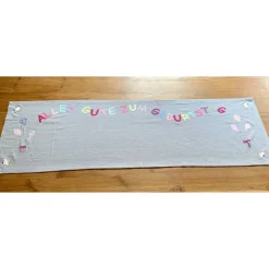 Tischläufer ALLES GUTE.., geburtstag, deko, party, kindergeburtstag, mädchen, personalisierbar, luftballons, 45 x 140