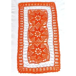 Tischläufer gehäkelte Handarbeit orange Deckchen Tischdekoration Tischdecke handgefertigtes Deckchen