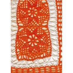Tischläufer gehäkelte Handarbeit orange Deckchen Tischdekoration Tischdecke handgefertigtes Deckchen
