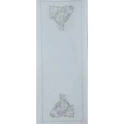Tischläufer mit gestickten Hasenmotiven