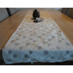 Tischläufer "Neve" Jacquard Baumwolle silbergrau 140x40cm