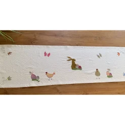 Tischläufer Tischdecke mit fröhlich-bunten Applikationen Ostern Frühling Osterhase Osterei Blumen Baumwolle 33x135cm