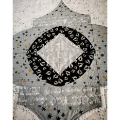 Tischläufer Weihnachtsornament – Patchwork Einzelstück aus Baumwolle für Advent & Weihnachten