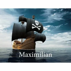 Tischset I Platzset mit Wunschnamen - abwaschbar - Piratenschiff - aus Premium Vinyl - 44 x 32 cm - rutschfest - für Kin