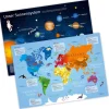 Tischset mit Lerneffekt für Kinder - Weltkarte Weltall Planeten Mars Erde Länder