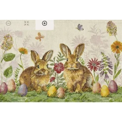 Tischset Tulip Patch – Frühlingshafte Grüntöne & dezente Tulpen | Gobelin 32x48cm