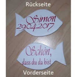 Tisckarte, Gästegeschenk Fisch aus Holz