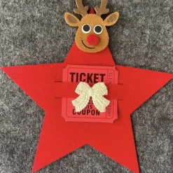 Toller Filzstern rot, mit Elchmotiv, Gutschein, Ticket, Geldgeschenk