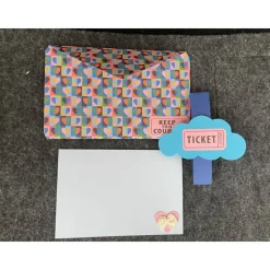 Toller Umschlag mit Banderole und Karte, Motiv Ticket