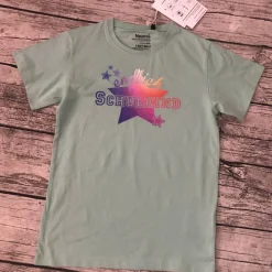 Tolles T-shirt gr.140/146 Einschulung * endlich Schulkind * in Mint mit Regenbogen