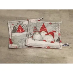 Topflappen Set XL - doppellagig - Geschenk - Einzigartig - Unikate - Winterwichtel rot