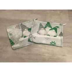 Topflappen Set XL - doppellagig - Geschenk - Einzigartig - Unikate - Winterwichtel hellgrün