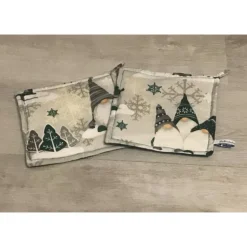 Topflappen Set XL - doppellagig - Geschenk - Einzigartig - Unikate - Winterwichtel dunkelgrün