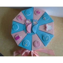 Torte Geldgeschenk  Taufe Geburt  Zwillinge Mädchen Junge Schachteltorte  Papiertorte  Geschenkidee