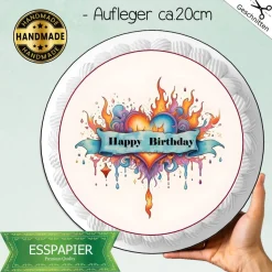 Tortenaufleger / Muffinaufleger Happy Birthday Modern bunt Geburtstag Tortendeko Fondant Esspapier