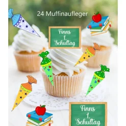 Tortenaufleger Einschulung bunte Streumischung mit Schultafel Schultüte Bücher Esspapier mit Namen bedruckt