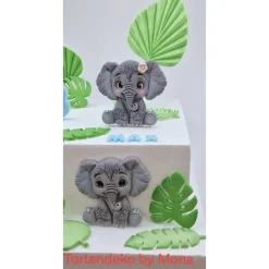 Tortenaufleger Elefantenpärchen aus Fondant – Personalisierte Tortendeko für Geburtstag & Taufe