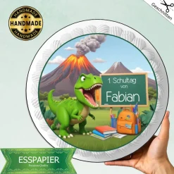 Tortenaufleger essbar T-Rex Dino Einschulung Schulanfang Tortenbild