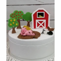 Tortenaufleger Fondant Geburtstag Tortendeko Bauernhof Schwein Katze Scheune