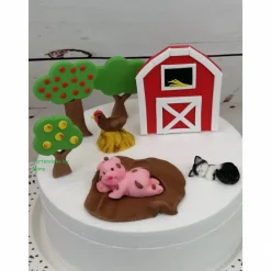Tortenaufleger Fondant Geburtstag Tortendeko Bauernhof Schwein Katze Scheune