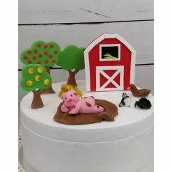 Tortenaufleger Fondant Geburtstag Tortendeko Bauernhof Schwein Katze Scheune