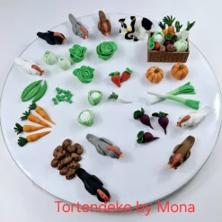 Tortenaufleger Fondant Geburtstag Tortendeko Bauernhof Bio Gemüse Kalb Biobauer