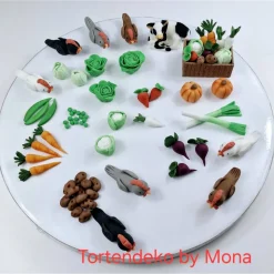 Tortenaufleger Fondant Geburtstag Tortendeko Bauernhof Bio Gemüse Kalb Biobauer