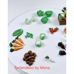 Tortenaufleger Fondant Geburtstag Tortendeko Bauernhof Bio Gemüse Kalb Biobauer