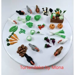 Tortenaufleger Fondant Geburtstag Tortendeko Bauernhof Bio Gemüse Kalb Biobauer