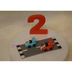 Tortenaufleger Fondant Geburtstag Tortendeko Auto Fondantfigur Tortenfigur Zahl Junge Strasse Rennautos