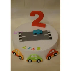 Tortenaufleger Fondant Geburtstag Tortendeko Auto Fondantfigur Tortenfigur Zahl Junge Strasse Rennautos