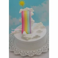 Tortenaufleger Fondant Geburtstag Tortendeko Regenbogenrutsche Wolkenland Einhorn