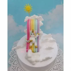 Tortenaufleger Fondant Geburtstag Tortendeko Regenbogenrutsche Wolkenland Einhorn