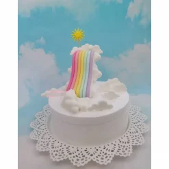 Tortenaufleger Fondant Geburtstag Tortendeko Regenbogenrutsche Wolkenland Einhorn