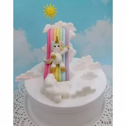 Tortenaufleger Fondant Geburtstag Tortendeko Regenbogenrutsche Wolkenland Einhorn