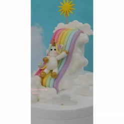 Tortenaufleger Fondant Geburtstag Tortendeko Regenbogenrutsche Wolkenland Einhorn