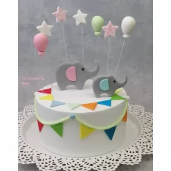 Tortenaufleger Fondant Geburtstag Tortendeko Elefanten Mama Ellie und Sohn Eddy