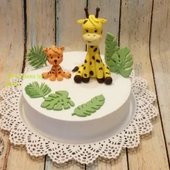 Tortenaufleger Fondant Geburtstag Tortendeko Safari Giraffe Gerda und Tiger Baby