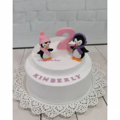 Tortenaufleger Fondant Geburtstag Tortendeko Geburtstagszahl mit Pinguine